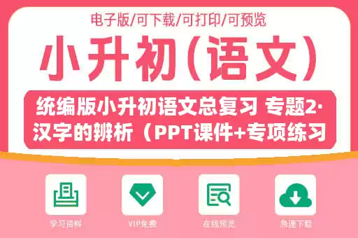 统编版小升初语文总复习 专题2·汉字的辨析（PPT课件+专项练习）