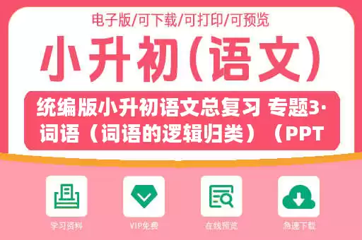 统编版小升初语文总复习 专题3·词语（词语的逻辑归类）（PPT课件+专项练习）