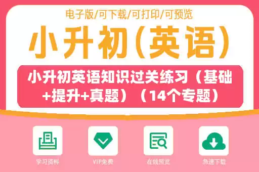 小升初英语知识过关练习（基础+提升+真题）（14个专题）